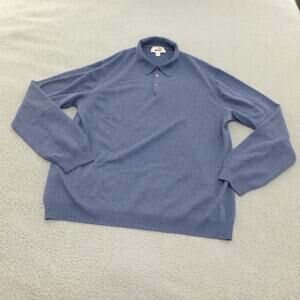 Joseph Abboud Shirt Mens 4XLT Polo Sweater Merino Wool Blue Long Sleeve Knit